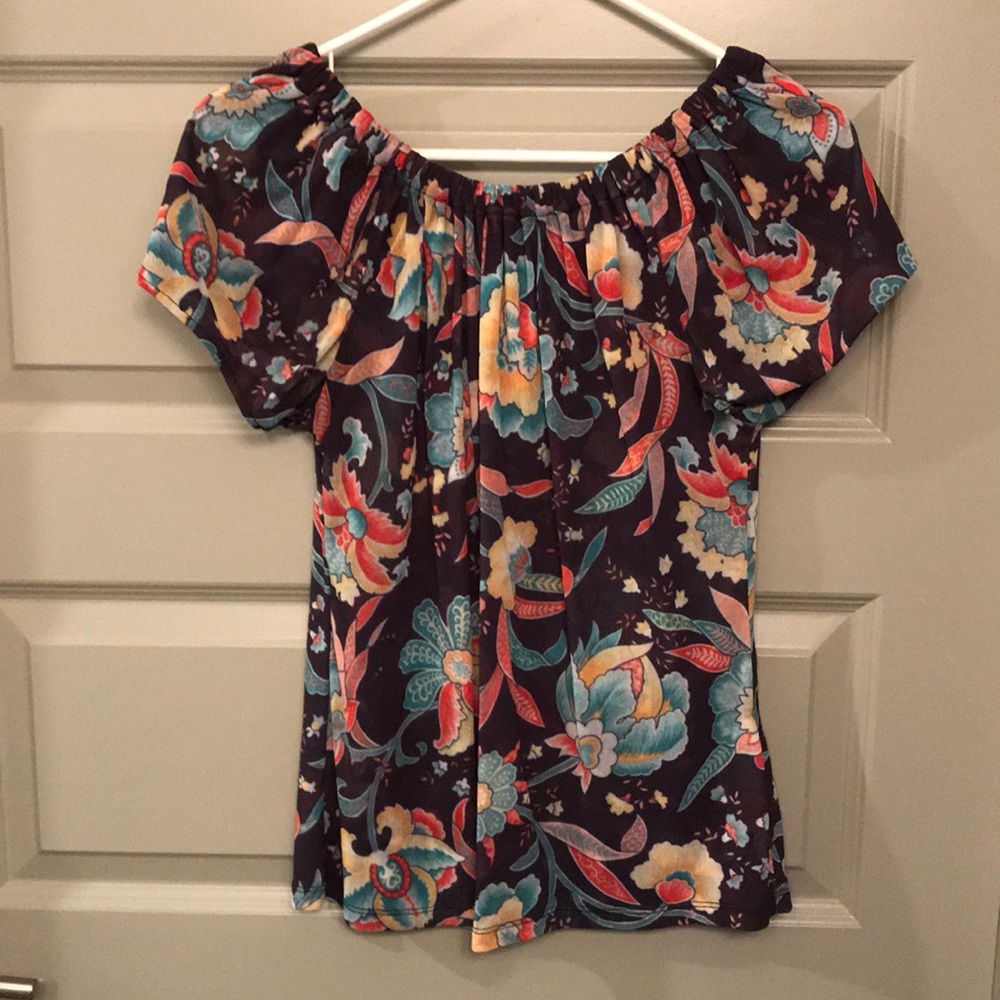 New York and Company Sheer Floral Blouse